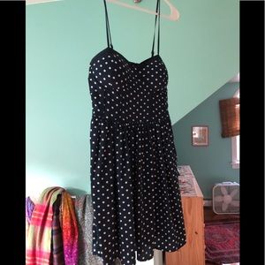 Blue and whit polka dotted dress